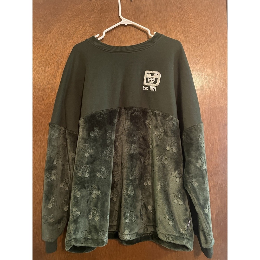 Walt Disney World Women's Fleece/Velour Spirit Jersey Mickey Sweatshirt Green XL